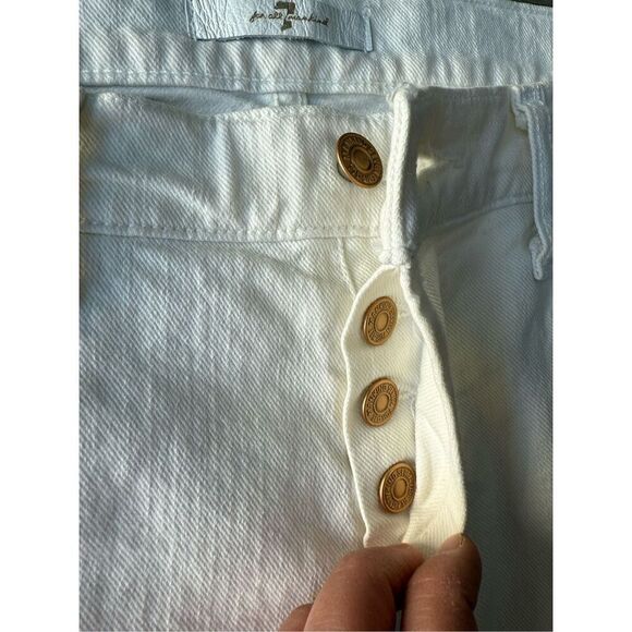7 For All Mankind Mid Toll White Denim Short - Picture 7 of 12